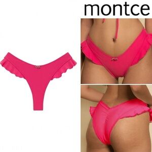 Montce Raspberry Kelly Hot Pink Ruffle Bikini Bottom Sz S 108$